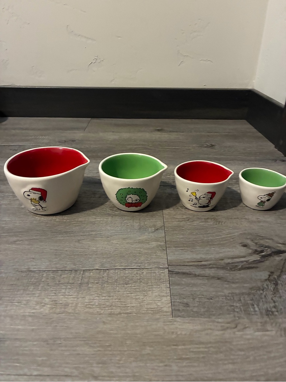 Rae Dunn snoopy Christmas double sided measuring cups